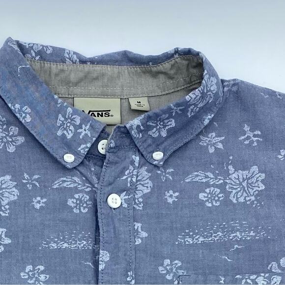Vans Men Shirt Vintage Hawaiian Print Short Sleeve Button Shirt Medium - Picture 9 of 9